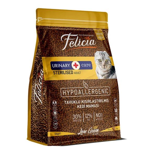 Felicia Az Tahıllı 1 Kg Sterilised Tavuklu Kedi Maması HypoAllergenic  Skt: 07/2026 ürün görseli 1