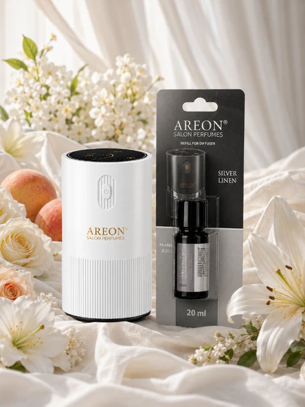 Areon Aromatik Difüzör Beyaz (Pleksi) + Silver Linen ürün görseli 1