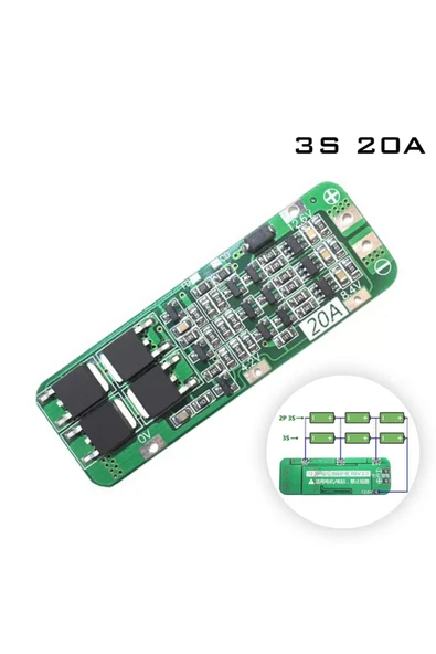 3s 20a Lipo Pil Koruma Ve Balans Devresi - Bms Modülü (11.1V LİTYUM PİL UYUMLU) ürün görseli 1