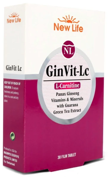 New Life GinVit-Lc L- Carnitine 30 Film Tablet ürün görseli 1