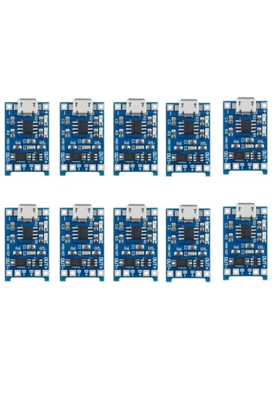 10 Adet Micro Usb Tp4056 Bms 5v 1a Korumalı Lityum Pil Şarj Devresi Powerbank ürün görseli 1