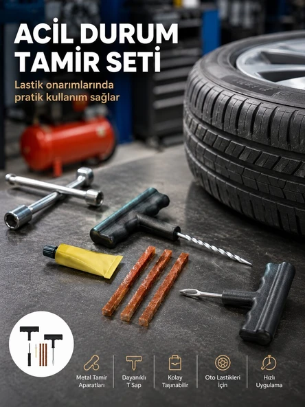 Acil Durumların Kurtarıcısı Çok Amaçlı Lastik Tamir Seti ürün görseli 1