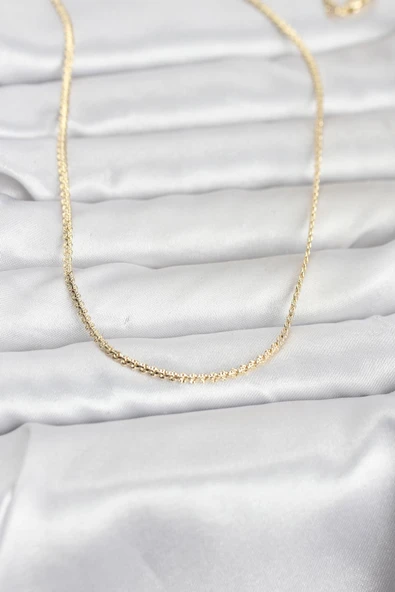 CM 14K Gold Renk Yassı Zincir Model 60 cm Kadın Kolye 5886 ürün görseli 1