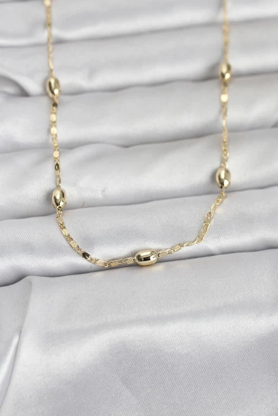 CM 14K Gold Renk Damla Topçuklu Zincir Model 60 cm Kadın Kolye 5886 ürün görseli 1