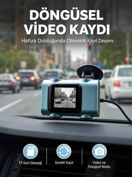 Mini Araç İçi Kamera Sürekli Kayıt Geniş Açılı Yeni Nesil ürün görseli 1