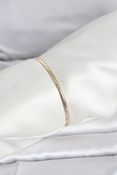 CM 14K Gold Renk Yassı Zincir Model Kadın Bileklik 5886 ürün görseli 1