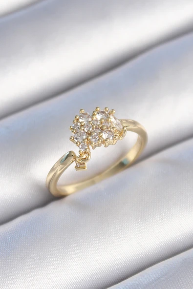 Pirinç Gold Renk Zirkon Taşlı Kadın Yüzük 5886 ürün görseli 1