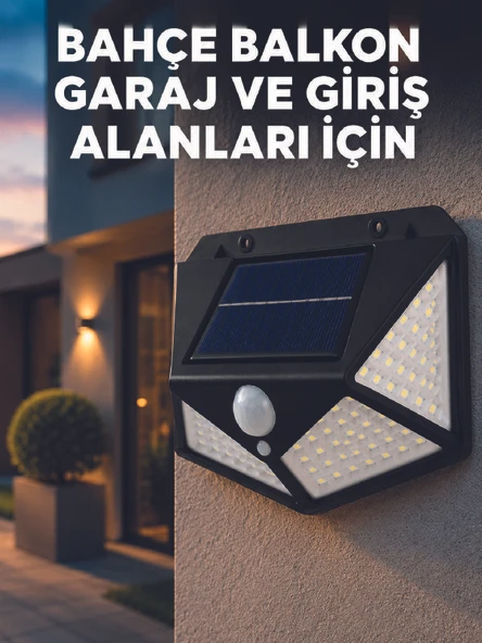 Solar LED Bahçe Aydınlatma Lambası 3 Işık Modlu Sensörlü Duvar Tipi Dış Mekan ürün görseli 1