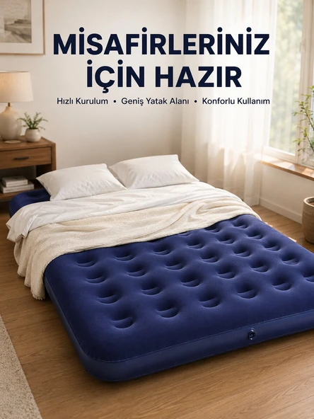 Çok Amaçlı Şişme Hava Yatağı Çift Kişilik Hızlı Şişirme Vanalı ürün görseli 1