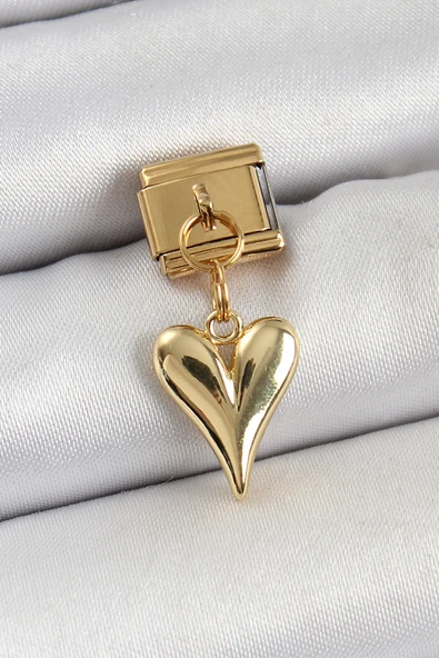 316L Çelik Sallantılı Kalp Model Gold Renk Nomination Charm 5886 ürün görseli 1
