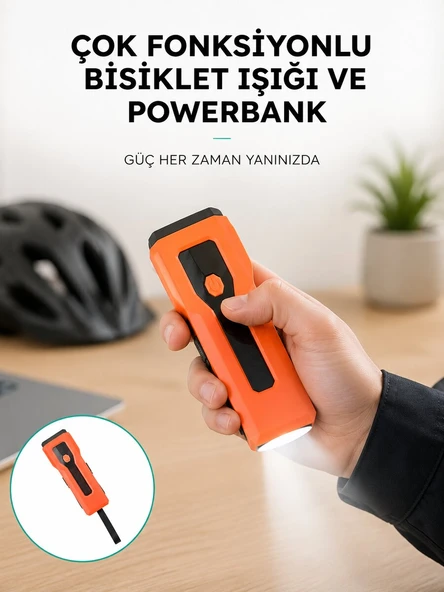 5000 mAh Bataryalı Bisiklet Farı COB Çakar Çok Fonksiyonlu Yeni Nesil ürün görseli 1