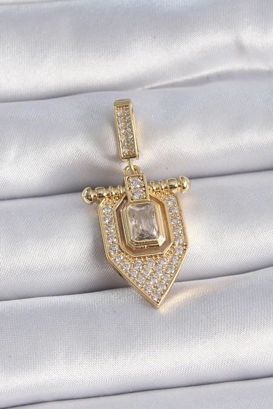 Pirinç Gold Renk Baget Zirkon Taşlı Ajda Charm 5886 ürün görseli 1