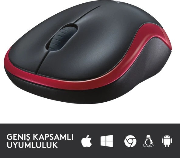 Logitech M185 (910-002237) Kırmızı Kablosuz Mouse - Resim 5