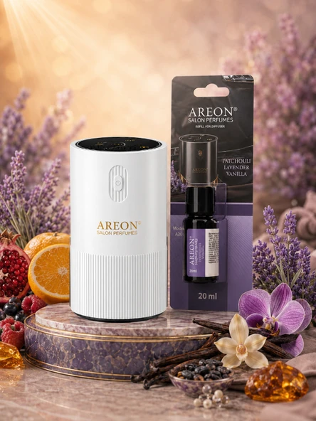 Areon Aromatik Difüzör Beyaz (Pleksi) + PATCHOULI LAVANDER VANILLA ürün görseli 1