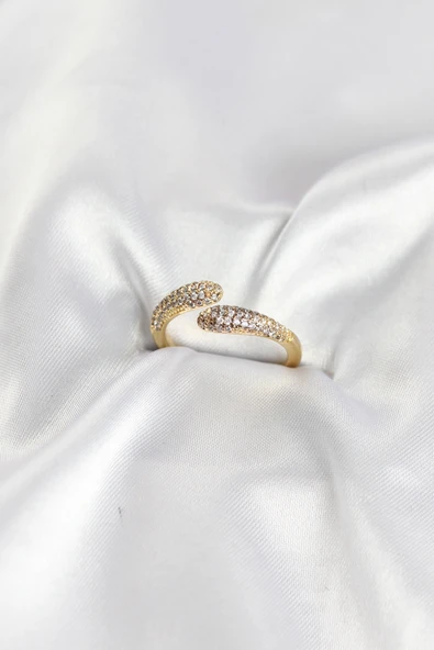 Zirkon Taşlı Gold Renk Pirinç Yüzük 5886 ürün görseli 1