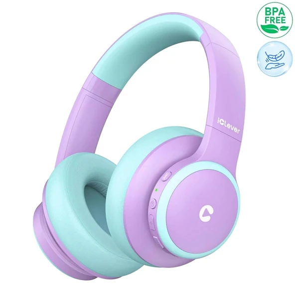 Gürültü Önleyici Ses Sınırlı 60 Saat Oynatma Süreli Bluetooth Çocuk Kulaklığı Lila - BTH (2 ADET) ürün görseli 1