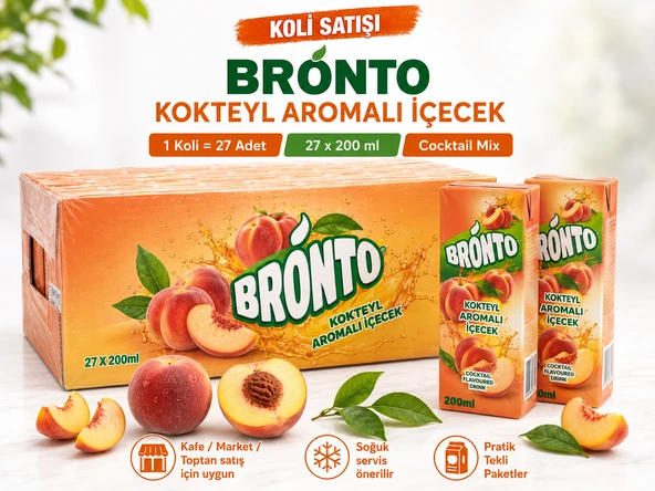 Bronto Şeftali Aromalı İçecek 200 ml x 27 Adet (Koli) ürün görseli 1