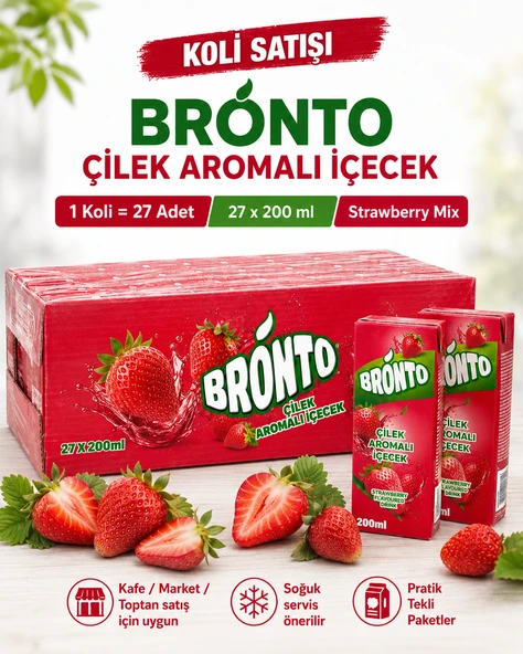 Bronto Çilek Aromalı İçecek 200 ml x 27 Adet (Koli) ürün görseli 1