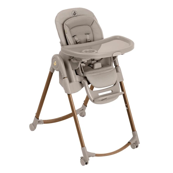 Minla Plus 6'sı Bir Arada Ahşap Görünümlü 4 Tekerlekli Fonksiyonel Mama Sandalyesi Beige ürün görseli 1