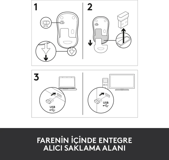 Logitech M185 (910-002237) Kırmızı Kablosuz Mouse - Resim 10
