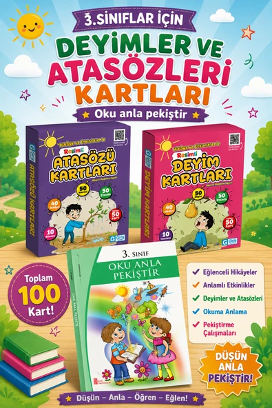 3.Sınıflar İçin Atasözleri ve Deyim Kartları + Oku Anla Pekiştir ürün görseli 1