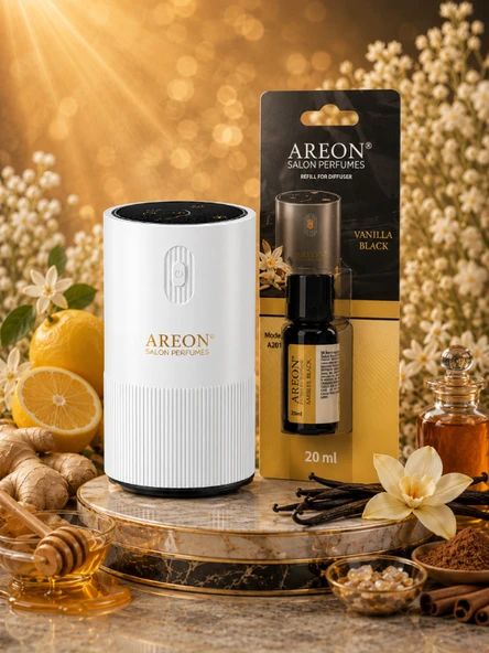 Areon Aromatik Difüzör Beyaz (Pleksi) + Vanilla Black ürün görseli 1