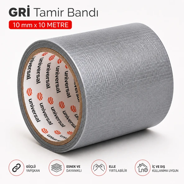 Gri Tamir İzolasyon Bandı 10 Mm X 10 Metre Genel Duct Tape Su Geçirmez Sızdırmazlık Takviye Bantları ürün görseli 1