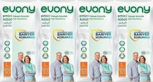 Evony Emici Külot Büyük Boy L 30'lu 4 Adet Hasta Bezi ürün görseli 1