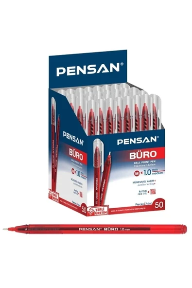 2270 Tükenmez Kalem 1.0 Mm 50 Adet - Kırmızı ürün görseli 1