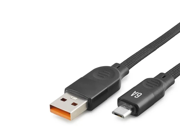 Micro Usb Şarj Ve Data Kablosu 6A 1 M Örgülü Siyah ND1181 ürün görseli 1