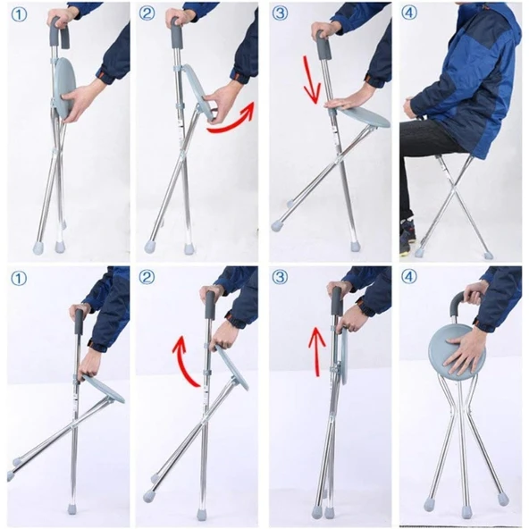 Katlanabilir Baston Sandalye - Oturaklı - 88 cm - Resim 5