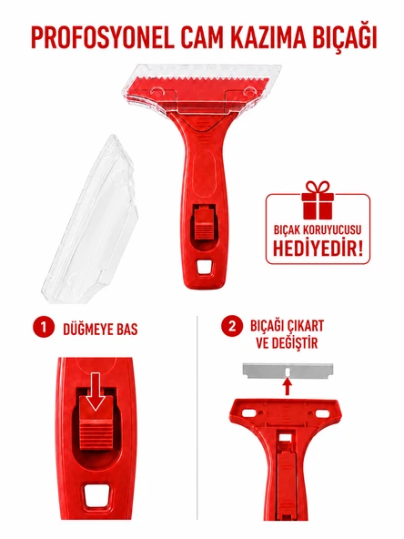 Profesyonel Cam Kazıyıcı Jiletli Cam Kazıma Bıçağı Etiket Boya Silikon Yapışkan Temizleyici ürün görseli 1