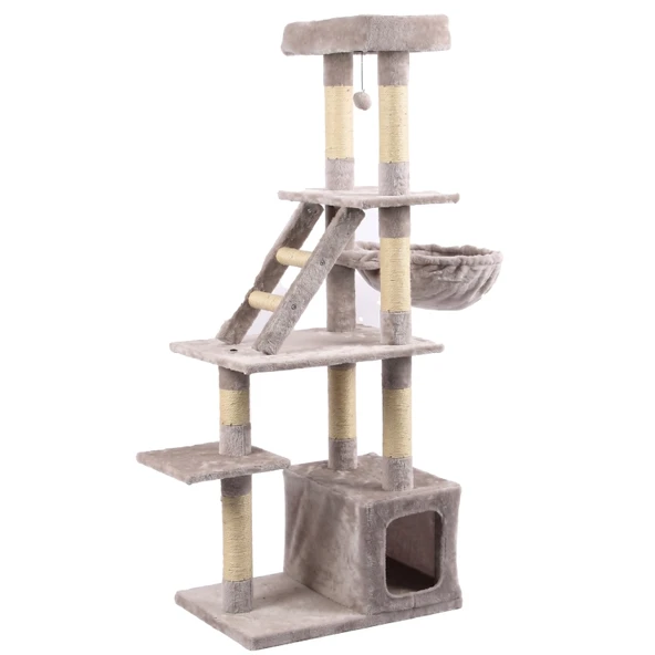 Tommy Çok Katlı Lüks Kedi Evli Tırmalama Gri 60x40x148 Cm ürün görseli 1