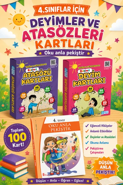 4.Sınıflar İçin Atasözleri ve Deyim Kartları + Oku Anla Pekiştir ürün görseli 1