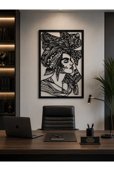 Etnik Kadın Silüeti - Modern Metal Duvar Tablosu ( 60*40 Cm) ürün görseli 1