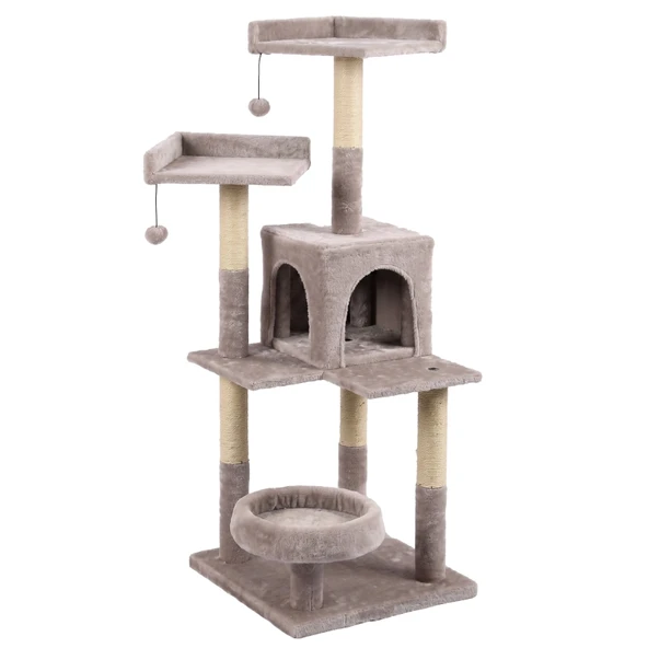 Tommy Çok Katlı Lüks Kedi Evli Tırmalama Bej 45x45x121 Cm ürün görseli 1