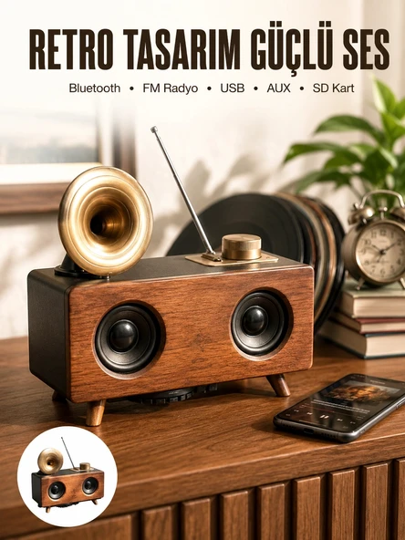 Nostaljik Görünümlü Bluetooth Bağlantılı Speaker ürün görseli 1