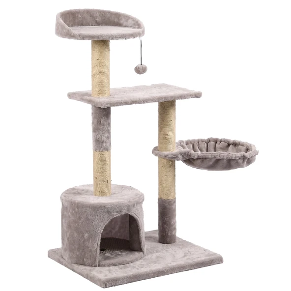 Tommy Çok Katlı Lüks Kedi Evli Tırmalama Gri 46x46x116 Cm ürün görseli 1