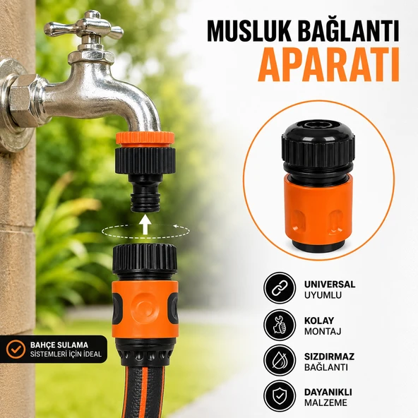 1/2 Hortum Bağlantısı Hızlı Bağlantı Aparatı Bahçe Hortumu Musluk Adaptörü Kilitli Konnektör ürün görseli 1