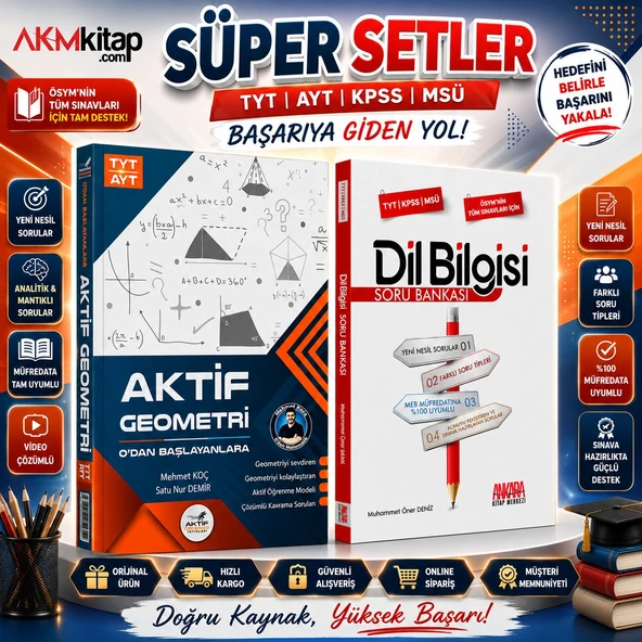 Aktif Öğrenme TYT AYT Geometri 0 dan Başlayanlara ve AKM Dil Bilgisi Soru Bankası Seti 2 Kitap ürün görseli 1