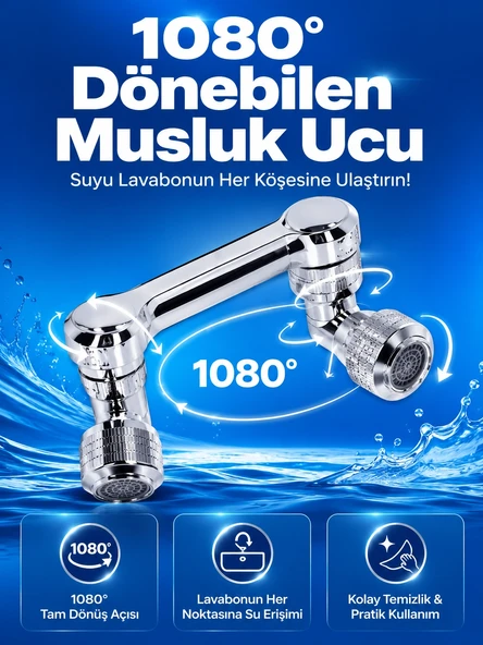 Döndürülebilir Musluk Mutfak Banyo Musluk Ucu Başlığı 4 Filtreli ürün görseli 1