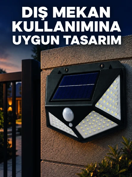 Güneş Enerjisi ile Şarj Olan Hareket Sensörlü 3 Modlu LED Dış Mekan Duvar Aydınlatması ürün görseli 1