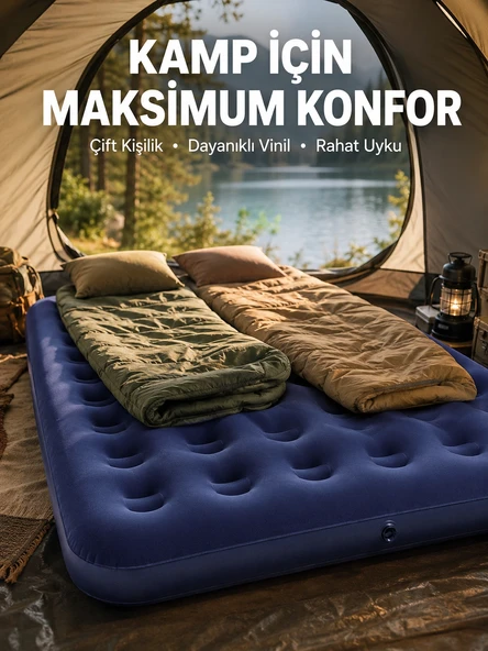 Kamp Ve Festival İçin Şişirilebilir Yatak Çift Kişilik Sağlam Yapı ürün görseli 1
