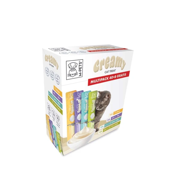 M-PETS 4 LEZZET KARIŞIK KEDİ CREAMY 40+8 BEDELSİZ 48X15GR ürün görseli 1