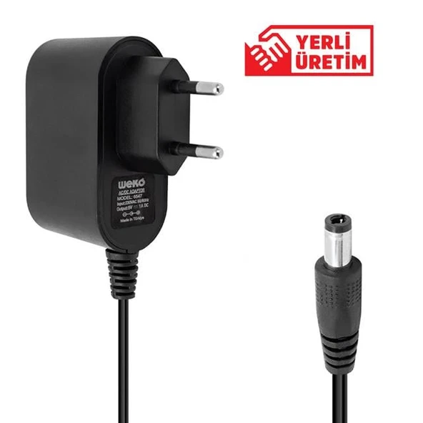 Weko 5 Volt 1 Amper 5 Watt Plastik Kasa Priz Tipi Adaptör (5.5x2.5 Uçlu) ürün görseli 1