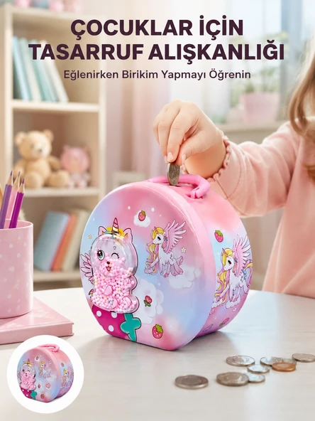 Mini Çocuk Para Kasası Güvenli Kilitli Birikim Kutusu ürün görseli 1