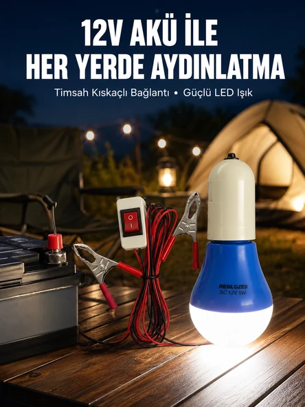 12v Led Ampul Timsah Kıskaçlı Taşınabilir Aydınlatma ürün görseli 1