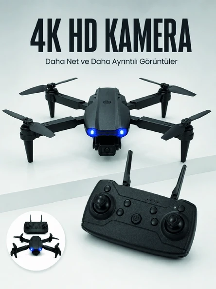 E99 Pro 4k Hd Kameralı Katlanabilir Drone App Kontrollü Uzaktan Kumandalı Mini Drone ürün görseli 1