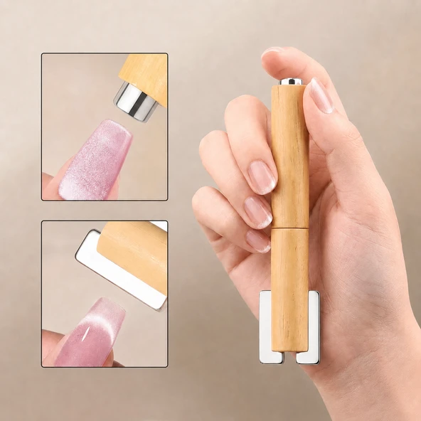 Çok Yönlü Ahşap Kedi Gözü Kalıcı Oje Mıknatısı Cat Eye Magnet WDCAT002 ürün görseli 1