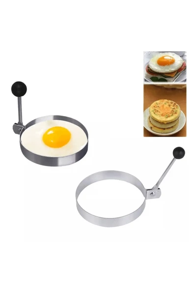 Metalik Daire Şeklinde Metal Omlet Yumurta Ve Krep Kalıpları ürün görseli 1